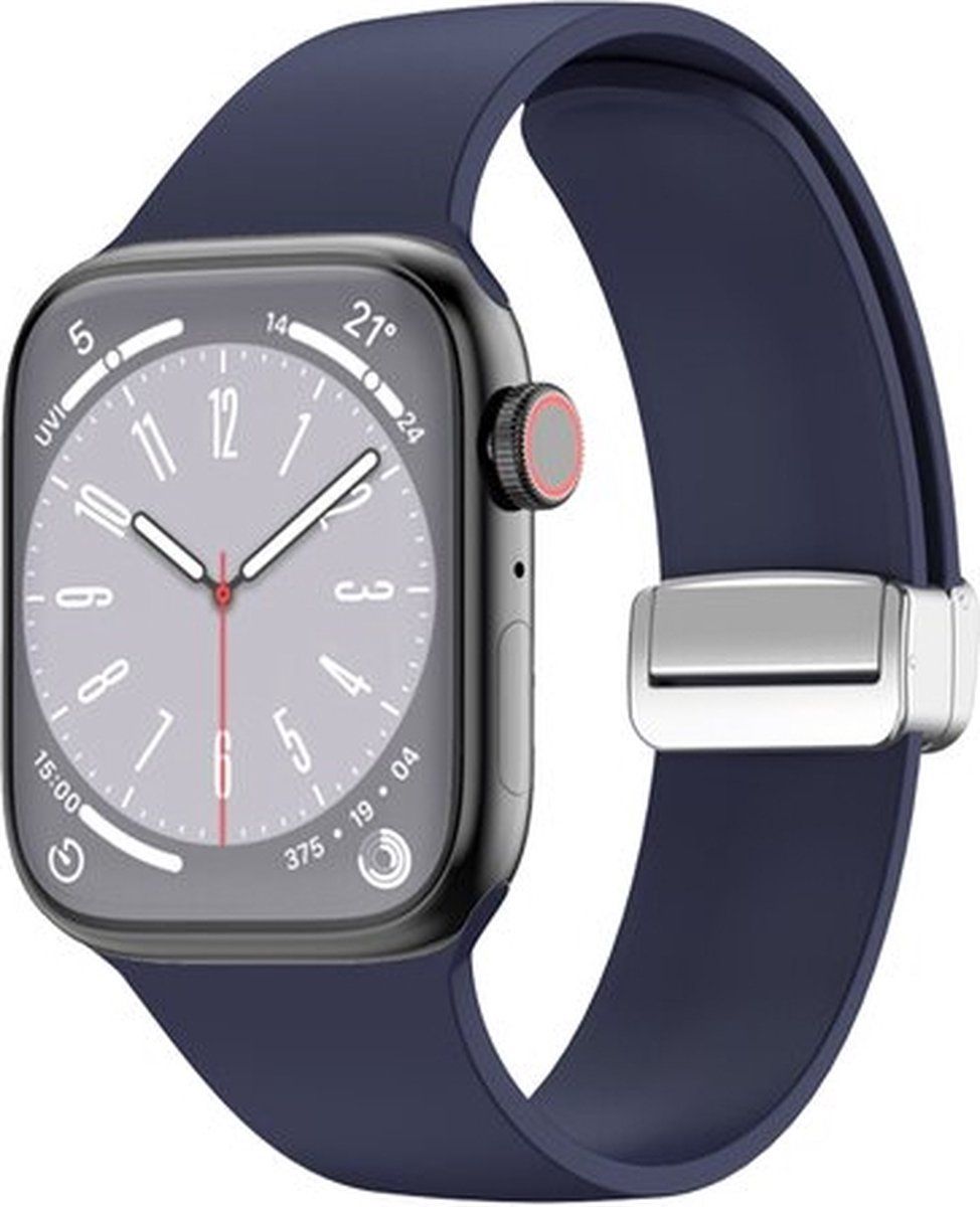By Qubix Qubix Apple Watch Band - Silicone - Folding Buckle - Dark Blue - 42/44/45/Ultra/49mm