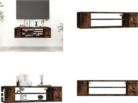 vidaXL Tv-hangmeubel 100x30x26,5 cm bewerkt hout gerookt eikenkleurig