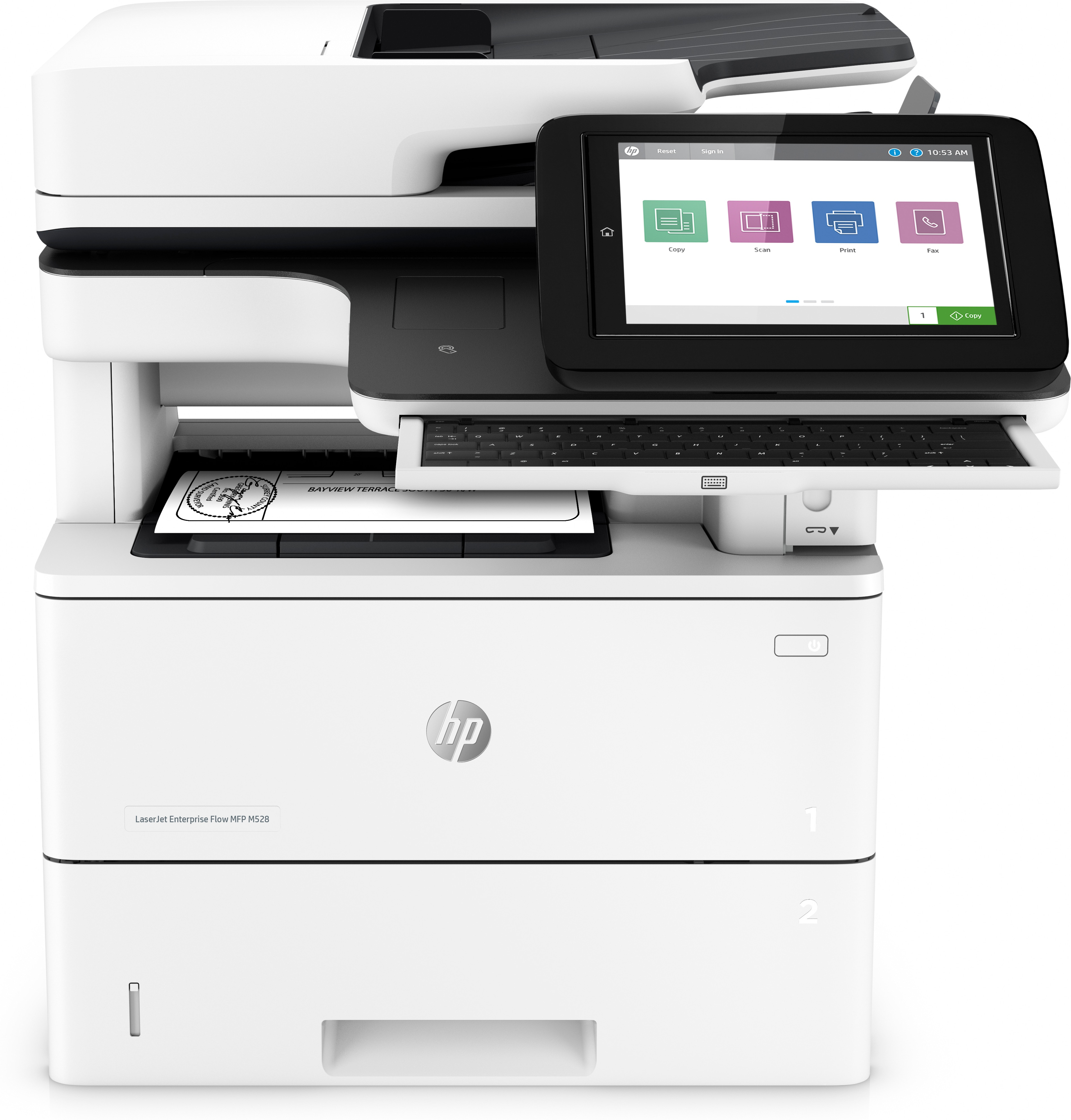 HP HP LaserJet Enterprise Flow MFP M528z, Printen, kopi&#235;ren, scannen, faxen, Printen via usb-poort aan voorzijde; Scannen naar e-mail; Dubbelzijdig printen; Dubbelzijdig scannen