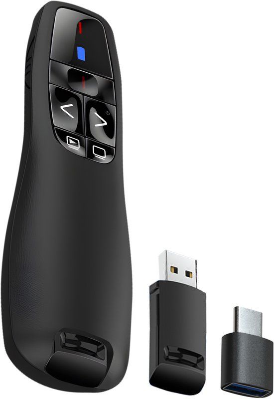 Nuvance Presentatie Klikker - Laser Pointer Presenter met USB Ontvanger en USB-C Adapter