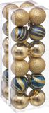 Jja Showroom And Head Office 24x stuks kerstballen mix goud/blauw glans/mat/glitter kunststof diameter 4 cm - Décoration de sapin de Noël