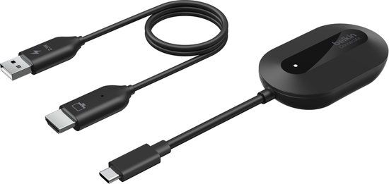 Belkin ConnectAir Draadloze HDMI-adapter – USB-C naar HDMI – Full HD 1080p 60Hz – Bereik tot 40 m – Plug-and-play – Zwart