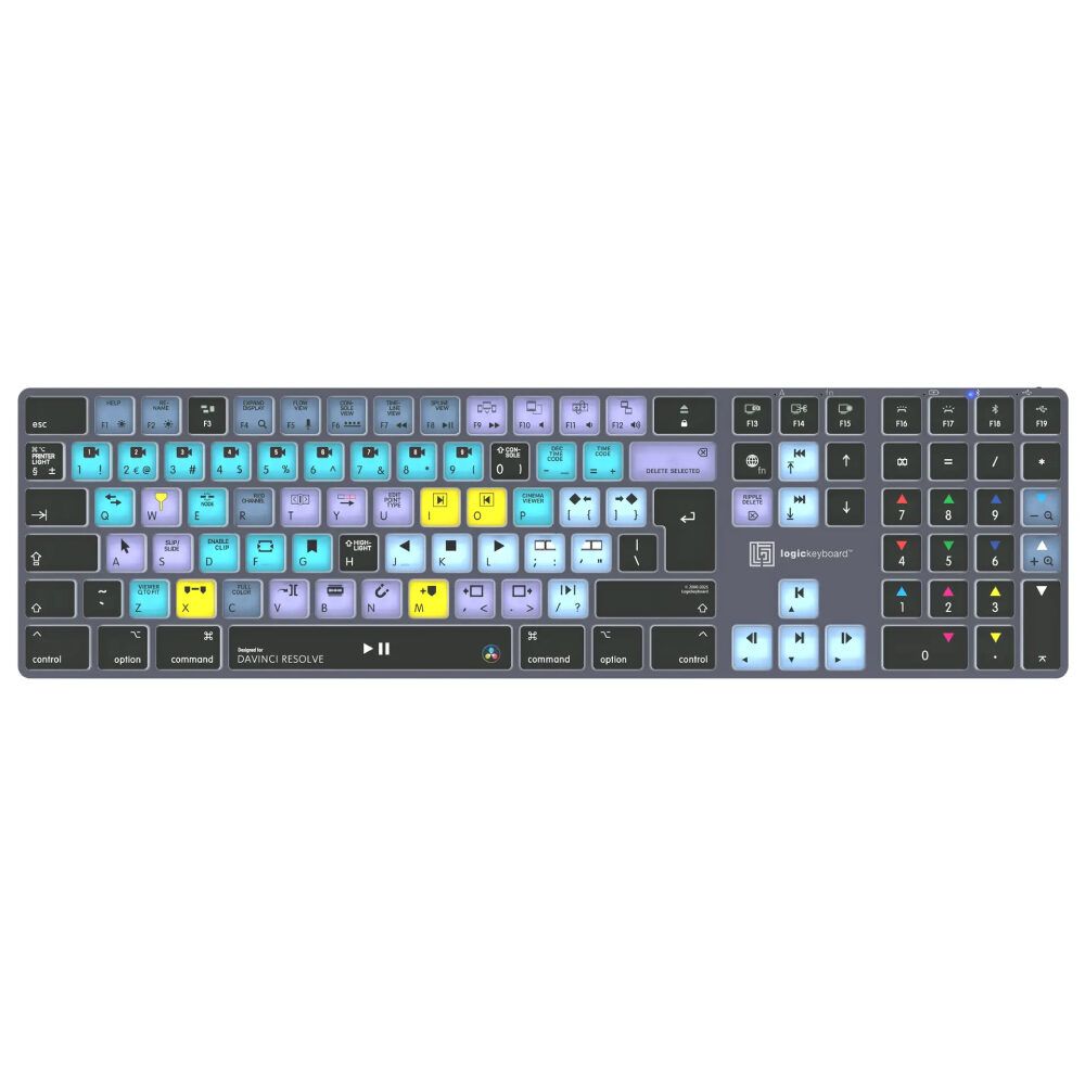 Logickeyboard DaVinci Resolve "Classic" layout TITAN Wireless Backlit Keyboard (QWERTY) - Apple Mac