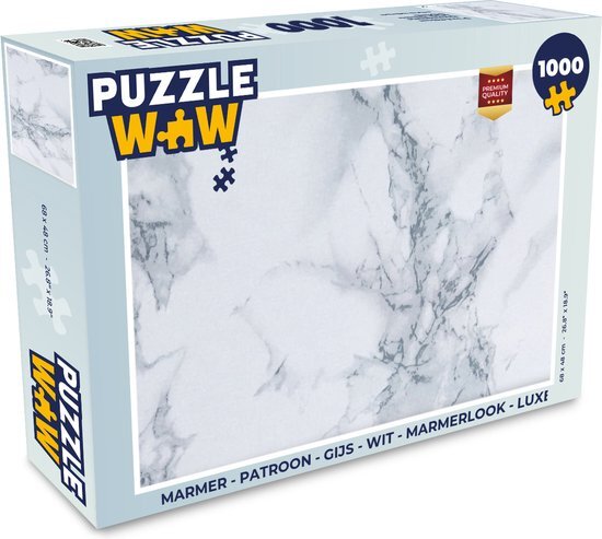 MuchoWow Puzzel Marmer - Patroon - Gijs - Wit - Marmerlook - Luxe - Legpuzzel - Puzzel 1000 stukjes volwassenen - Sinterklaas cadeautjes - Sinterklaas voor grote kinderen