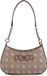 GUESS Carrie Logo Top Zip Shoulder Bag Biscotti Logo beige