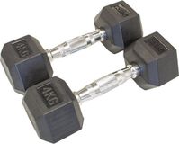 Focus Fitness Hexa Dumbbells - Set 2 x 4kg - Zwart - Rubber