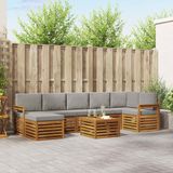 vidaXL Buiten bank set 8 st Natuurlijk en Licht Grijs