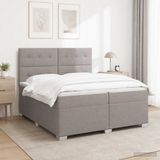 vidaXL Boxspringbed met matras, taupekleurig, 200 x 200 cm, met stoffen bekleding