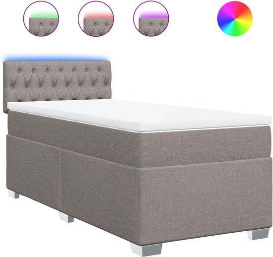 vidaXL Boxspring met matras stof taupe 100x200 cm