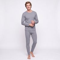 Holland Underwear B.V. Ensemble de sous-vêtements thermiques en laine pour hommes - Laine mérinos - Polyamide - Respirant - Gris - Taille L