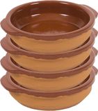 Merkloos / Sans marque Gerimport Tapas bakje/schaaltje - 4x - San Sebastian - met handvat - 13 cm - aardewerk - bruin