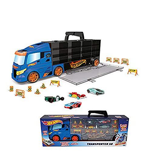 Hot Wheels Transporter 50 koffer met 4 originele auto's - 8017293420349
