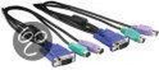 Konig KVM Kabel VGA, 3.0m + 2x PS/2 Zwart