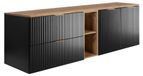 3xE living Meuble de salle de bain : meuble à tiroirs, noir / chêne teinté, largeur 180 cm
