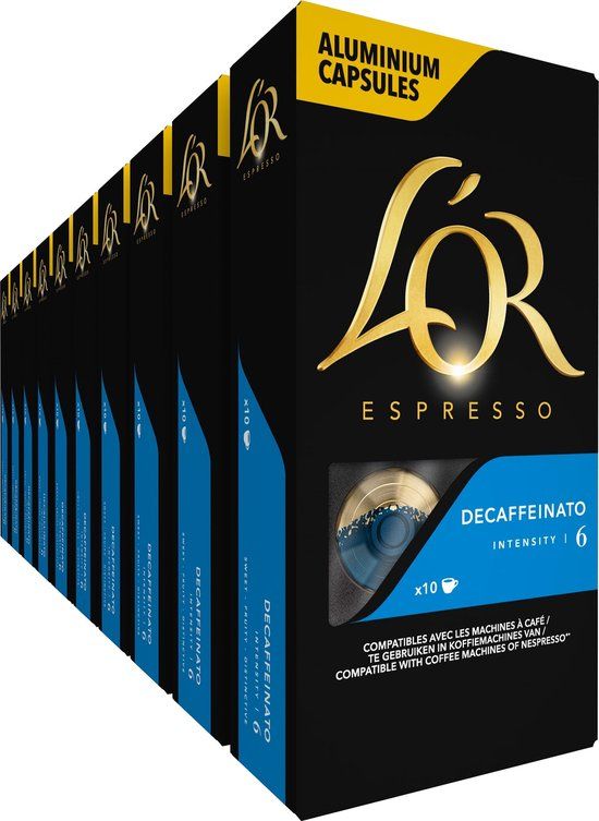 L'OR Espresso Decaffeinato Koffiecups - 100 stuks - Intensiteit 6/12 - Cafeïnevrij