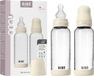 BIBS Bouteille en verre pour bébé - 240ml - 2-pack - Tétine en silicone - Ivoire
