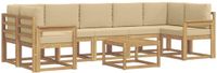 vidaXL Hoek loungeset wit en beige acacia hout 4 zitplaatsen