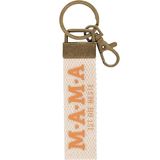 GRUSS & CO Sleutelhanger canvas motief Mama | Hanger van licht canvas met motief Mama ist de beste, met karabijnhaak | 48392, crèmetinten, 16 cm, Motief "Mama"