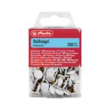 Herlitz 8770158 witte punaises rond, met kunststof ommanteld metaal, 200 stuks in hangdoos, 5 dozen