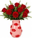 Urban Living vase Lips - D8 x H18 cm - Céramique - Rose clair