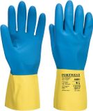 Portwest Dubbel gecoate latex handschoen - Geel/blauw - L