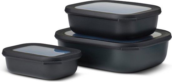Mepal Cirqula Vershouddoos Set - 3-Delig (500+1000+2000 ml) - Nordic Black