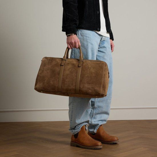 Manfield - Heren - Cognac nubuck chelsea boots - Maat 44