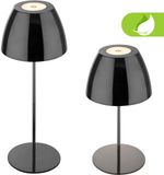 B.K.Licht Briloner Serina - Snoerloze LED tafellamp IP44 - 7522018 - Dimbaar - Touch - Spatwaterdicht - Snoerloos - Verwisselbare batterij en lichtbron - Ø13,5 x 36 cm - Zwart-chroom
