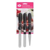 Tala Paletmessen Set van 3 Roestvrijstalen Taart Spatels met Zwarte Handgrepen voor Taartdecoratie Glazuur Botercrème Fondant Cupcakes en Gebak