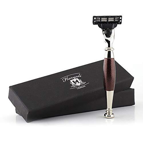 Haryali London 3 Edge Cartridge Scheerscheermes met hand gemonteerd Maroon antieke handvat Baard en snor Perfect Kerstmis Gift Safety Razor voor mannen