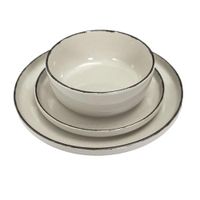 HOME DECO FACTORY KA0444 12 Piece Dinnerware Set Beige Stoneware
