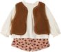Vertbaudet Ensemble 3 pièces pour fille, Imprimé animal, Sans manches, Col rond, 80% Coton, 20% Coton recyclé, Taille 74