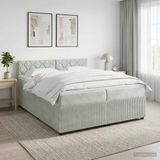 vidaXL Boxspringbed met matras Lichtgrijs 200 x 200 cm Fluweel