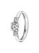 Lucardi Dames Ring met 3 zirkonia stenen - Ring - Cadeau - 14 Karaat Goud - Witgoud
