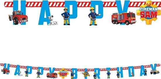 Amscan RIETHMULLER - Papieren slinger Happy Birthday Sam de brandweerman 180 cm