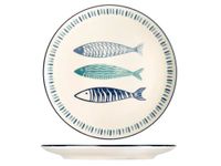 H&H Set 12 Piatti Piani Sardinas In Stoneware Decorato Cm 26