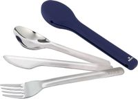Moses Expedition Bestekset, 3-delig kinderbestek met mes, vork en lepel van roestvrij staal, met praktische siliconen hoes, ideaal voor camping, reizen, outdoor en school