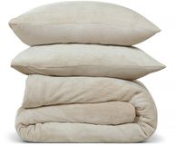 PHLOX Dekbedovertrek Flanel Fleece - Tweepersoons 200x220 cm + 2 Kussenslopen - Licht Beige