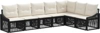 vidaXL Tuinbank Set 7 stuks Zwart Poly Rattan