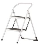 Amig - Opklapbare ladder - Stalen kruk met 2 antislip treden - Afmetingen: 77 x 59 x 48 cm - Maximaal draagvermogen: 150 kg - Witte afwerking met zwarte beschermers