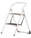 Amig - Opklapbare ladder - Stalen kruk met 2 antislip treden - Afmetingen: 77 x 59 x 48 cm - Maximaal draagvermogen: 150 kg - Witte afwerking met zwarte beschermers