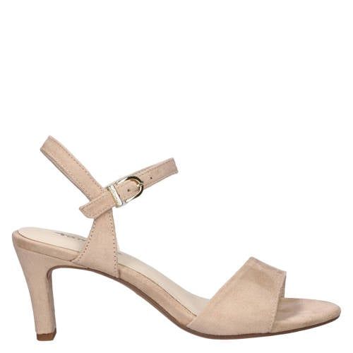 Tamaris suède sandalen met hak beige