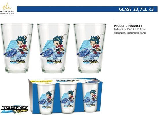 Beyblade Burst - International Set van 3 glazen - 23.7cl