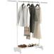 Étagère à linge pliable avec roulettes et frein, étagère à chaussures et structure en acier inoxydable, blanc