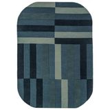 Flair Rugs laagpolig ovale wollen vloerkleed met print 200x140 cm - blauw