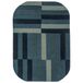 Flair Rugs laagpolig ovale wollen vloerkleed met print 200x140 cm - blauw