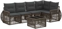 vidaXL Tuinbank - Set - 5 zitplekken - Grijs en Donkergrijs - Polyrattan