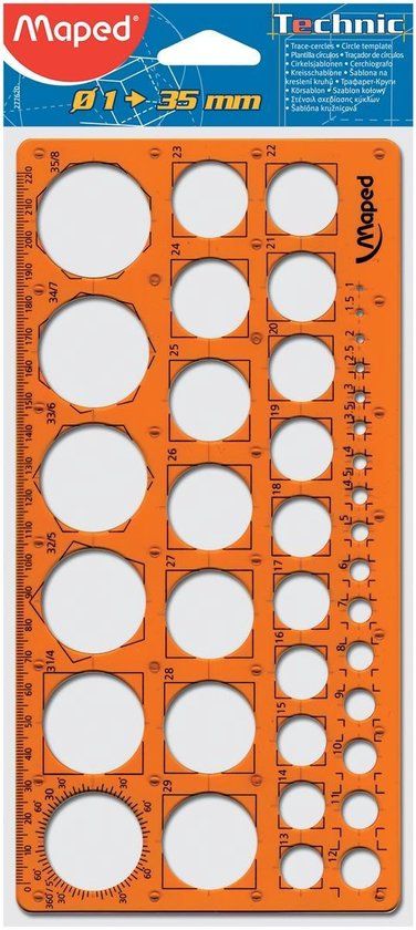 Maped Office Cirkelsjabloon - voor cirkels van 1 tot 35 mm - Oranje