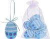 Merkloos / Sans marque Koopman International Decoratie paaseieren hangend - 6x - blauw glitter - piepschuim - 6 cm