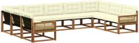 vidaXL - Bank loungeset - 9 zitplekken - Natuurlijk en crème - Acacia hout